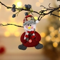 Christmas tree snowman plush pendant with red plaid hat and cozy knitted sweater - Button Snowman