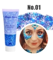 Gel pailleté bleu visage et corps avec sequins cœur et hexagone en tube No.01 - 1# Bleu