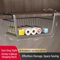 Grey metal under-cabinet basket 382x230x139mm for kitchen organization and storage - Simple Extra Large Size / Gunmetal