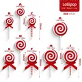 Christmas red and white swirl lollipop ornaments in S, M, L sizes with festive bows - A Small (25mm Diameter/70mm Length) / Red White