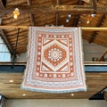 Bohemian geometric woven picnic blanket with orange diamond pattern and fringe - XT2022-16 Orange Geometric Diamond