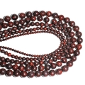 Natural round stone beads for DIY jewelry in dark red and brown varied sizes - Floral Red / 4mm Approx 93pcs