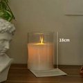 Transparent LED candle with white wax texture in glass cylinder, height 18cm - Transparent 18cm