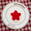 Red plush star ornament in faux fur, 8cm x 8cm, ideal for Christmas tree decoration - Red Star
