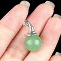 Green amethyst wizard hat pendant with silver metallic cap for jewelry making - Green Aventurine