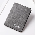 Slim canvas wallet in grey fabric featuring white Slardar logo embroidery on the front - Gray