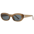 Vintage oval sunglasses with translucent amber frames and dark grey lenses for women - Jelly Tea Frame Gray Lens