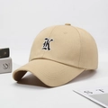 Khaki baseball cap with gothic letter K embroidery, stylish cotton twill sun hat - Adjustable / Khaki