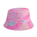 Detailed stitching on children bucket hat with pink tie-dye and star patterns - Pink - Star