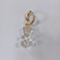 Golden gummy bear earring with sparkling cubic zirconia crystals and transparent charm - Clear