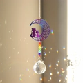 Rainbow metal moon and cat crystal suncatcher prism casting colorful light spots - Colorful Gold Cat and Moon