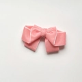 Lazo rosa de terciopelo para el pelo con borde blanco, accesorio elegante para niñas - Pinza de Pelo de Terciopelo Rosa