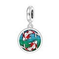 Enameled koi fish pendant in silver finish with sparkling cubic zirconia accents - Lotus Pond Koi Fish Pendant (1153)