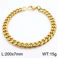 Golden stainless steel Cuban link bracelet for men and women, 200mm length, 15g weight - Six-sided Curb Chain Gold (KB180273-Z)