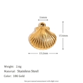 Pendentif coquillage en acier inoxydable plaqué or 18K avec dimensions détaillées - Pendentif Coquillage - Or