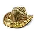 Classic gold sequined western cowboy hat with black checkered pattern for carnival parties - M (56-58cm) / Gold