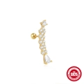 S925 sterling silver butterfly ear stud with pink stones in a golden finish - Teardrop Arc Style (5547009114665)