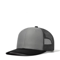 Classic grey and black trucker hat with curved brim and breathable mesh back - Adjustable / Grey + Black + Charcoal Mesh