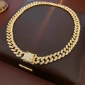 Collana a catena cubana dorata scintillante con cristalli micro-pavé chic - Collana a Maglie Cubane / Oro