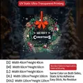 Green Christmas wreath electrostatic window sticker with Merry Christmas text and red bow - Small [40*40CM]