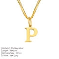 Minimalist 14K gold plated stainless steel letter P alphabet pendant necklace for women - Letter Style(P) (CDNP014) / Gold
