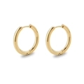 Minimalist gold-plated stainless steel hoop earrings with a polished smooth metallic finish - 2.5*14mm / Gold