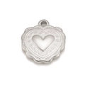 Silver vintage heart pendant with filigree patterns and a central embossed heart detail - Silver