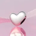 Polished S925 sterling silver heart charm for DIY bracelets with mirror finish - Polished Heart (SCC2989)