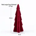 25cm red flocked ceramic Christmas tree desktop ornament with four-sided pyramid design - Large Red Four-pointed (275g)