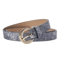 Elegant denim texture belt for women with rhinestone-studded gold horseshoe buckle - 106x2.4 / Denim Blue