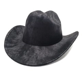 Dettaglio del cappello da cowboy in velluto a coste nero con trama a coste e cuciture - M(56-58cm) / Nero