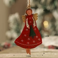 Campanella angelo di Natale in metallo rosso con fiocchi di neve, altezza 12cm - Ciondolo Angelo Rosso