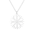 Macro shot of silver Viking Vegvisir compass pendant on a stainless steel necklace - 614 Viking Compass / Steel