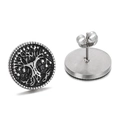 Elegant silver-black tree of life stud earrings in minimalist titanium steel finish - Vintage Silver Black Tree of Life Style (KE62426-K)