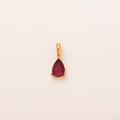 Titanium steel heart pendant with gold finish and teardrop red ruby gemstone - January 3-Prong Teardrop Pendant Only (Without Chain)