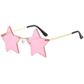 Pink star-shaped rimless sunglasses with gold metal frame and party aesthetic - Gold Frame Light Pink Lens