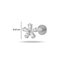 G23 titanium push-pin stud with a 6.1mm silver marquise gemstone flower design - 590-12# Silver Large Flower