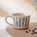Tazza da caffè in ceramica dipinta a mano con strisce verticali blu e base non smaltata - Tazza a righe verticali