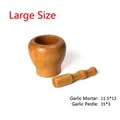 Large solid wood mortar and pestle set with ergonomic non-slip handle for garlic crushing - Large (11.5*12cm)