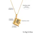 Detail view of gold-plated book pendant necklace with Beste Mama engraving and dimensions - Gold German Mom Style (RP022)