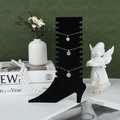 Elegant black velvet boot-shaped necklace display stand with multiple jewelry hooks - Black Velvet