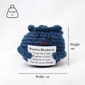 Handmade knitted positive blueberry doll with encouraging card in dark blue yarn - Blueberry P Card Eye 0.6cm