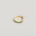 Minimalist open ring in gold finish with emerald green gemstones inlay - Green Square Zirconia Style