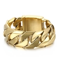 24mm breites Gold-Cuban-Gliederkettenarmband aus 316L-Edelstahl mit robustem Verschluss - Poliertes Gold (KB136716-BD)
