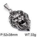 Men's retro silver lion head pendant in punk style made of antique stainless steel - Vintage Domineering Lion Head Pendant (No Chain) (KP52679-OT)