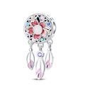 Macro view of dreamcatcher charm with floral enamel and colorful zircon stones - Dreamcatcher Sakura Bead (PAC1314)