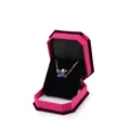 Octagonal velvet jewelry gift box in rose red with blue gemstone necklace inside - Small Pendant Box / Rose With Black Interior