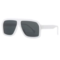 Retro square oversized sunglasses with thick white frames and dark lenses for a bold street style - White Frame Grey Lens (C7)
