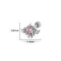 Orecchino cuore ali d'angelo argento con zircone rosa, misura 0,87cm per 1,19cm - 3# Cuore con Ali d'Angelo - Argento