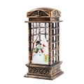 Vintage bronze Christmas lantern with festive snowman illustration and red bird - Bronze Phone Booth Snowman